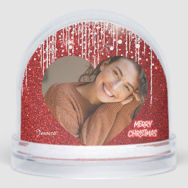 Frohe Weihnachten Herz Personalisiert Foto Name Schneekugeln