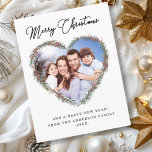 Frohe Weihnachten! Herz, rustikal, Foto Feiertagspostkarte<br><div class="desc">Frohe Weihnachten! Kundenspezifisch,  Herz,  Foto Urlaub Postkarte.</div>