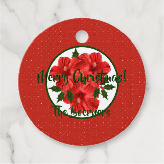 Frohe Weihnachten Hibiskus Holly Holiday Red & Gre Geschenkanhänger