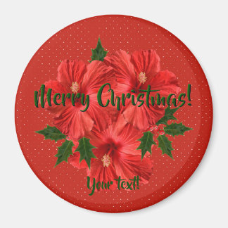 Frohe Weihnachten Hibiskus Holly Holiday Red & Gre Magnet