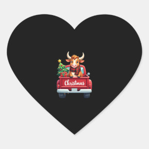 Frohe Weihnachten Highland Kuh Weihnachtsbaum Rote Herz-Aufkleber