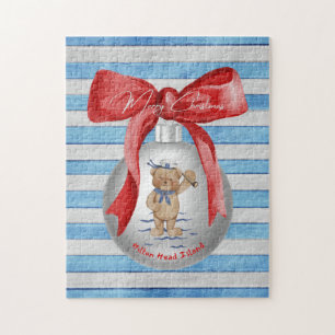 Frohe Weihnachten Hilton Head Island Bear Ornament