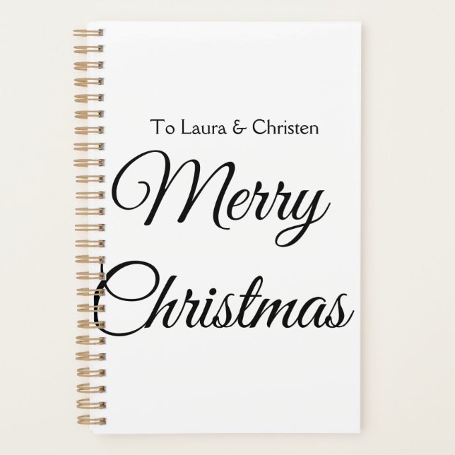 Frohe Weihnachten hinzufügen Namen Text benutzerde Planer (Vorderseite)