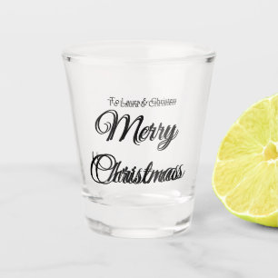 Frohe Weihnachten hinzufügen Namen Text benutzerde Schnapsglas