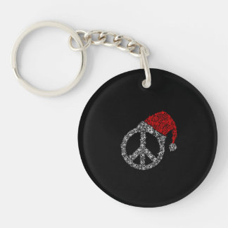 Frohe Weihnachten | Hippies Symbol Santa Claus Hat Schlüsselanhänger