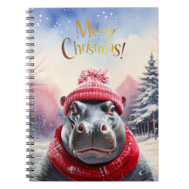 Frohe Weihnachten Hippo Weihnachtsmannmütze und Sc Notizblock