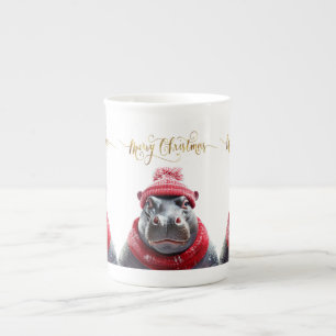 Frohe Weihnachten Hippo Weihnachtsmannmütze und Sc Prozellantasse