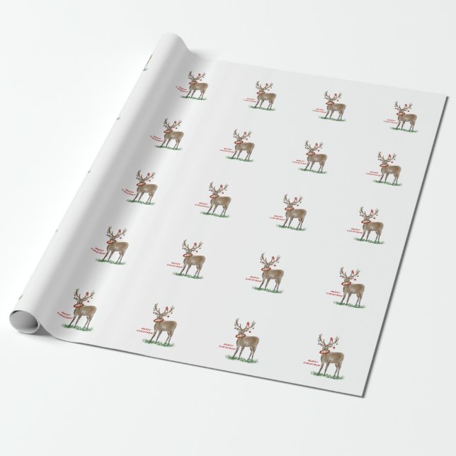 Frohe Weihnachten Hirsch Geschenk Wrap Geschenkpapier (Ungerollt)