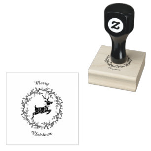 Frohe Weihnachten Hirsch Holz Kunst Stempel