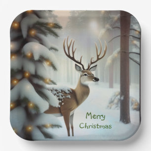 Frohe Weihnachten Hirsch Pappteller