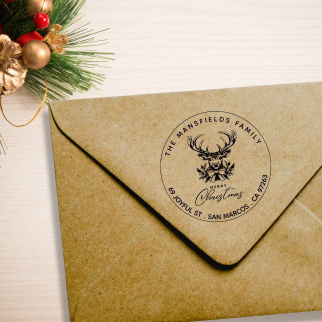 Frohe Weihnachten Hirsch Rücksendeadresse Gummi Br Gummistempel (Von Creator hochgeladen)