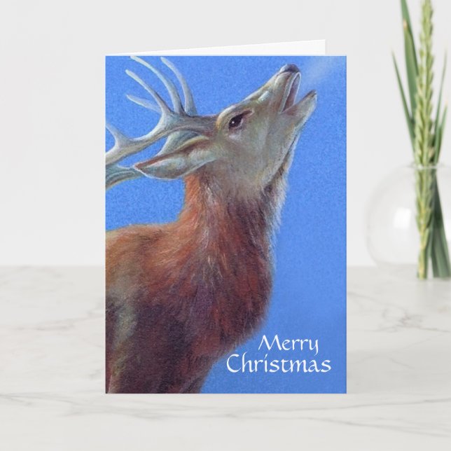 Frohe Weihnachten Hirsch schöne Kunstkarte (Vorderseite)
