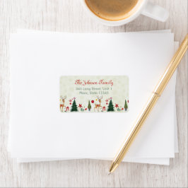 Frohe Weihnachten Hirsche und Bäume | Adressmarken Adressaufkleber