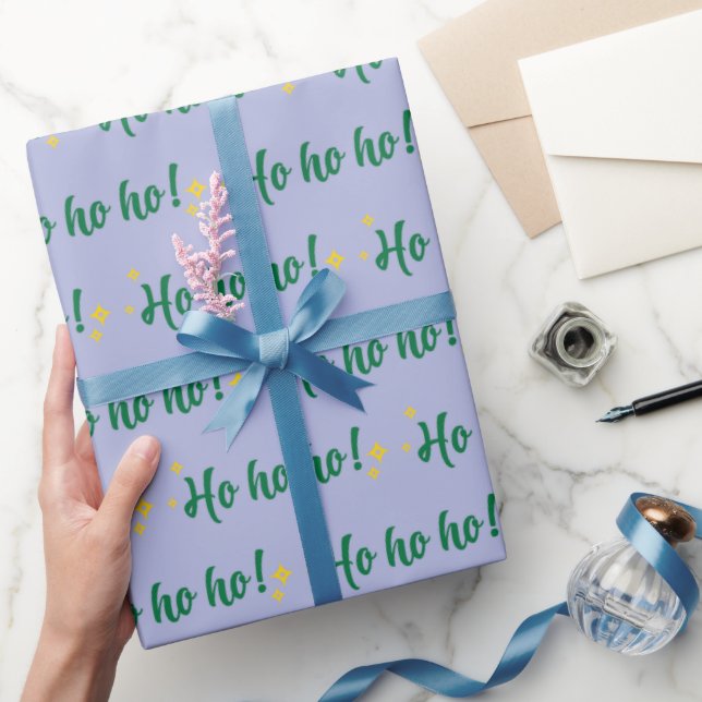 Frohe Weihnachten Ho Ho Ho Light Blue Naht Geschen Geschenkpapier (Schenken)