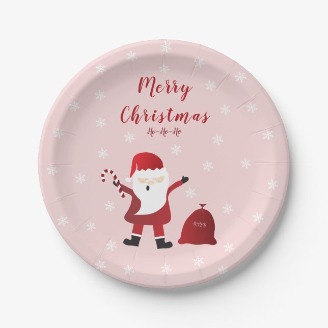 Frohe Weihnachten Ho Ho Ho Santa Claus Pappteller (Vorderseite)