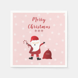 Frohe Weihnachten Ho Ho Ho Santa Claus Red White Serviette