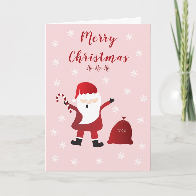 Frohe Weihnachten Ho Ho Ho Weihnachtsmann Schneefl Karte (Vorderseite)