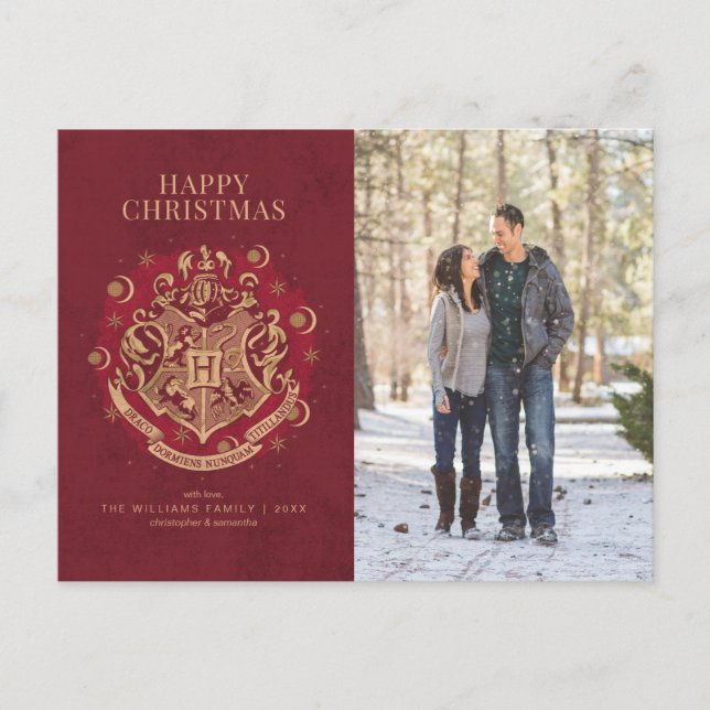 Frohe Weihnachten | HOGWARTS™ Wappen Family Foto (Vorderseite)