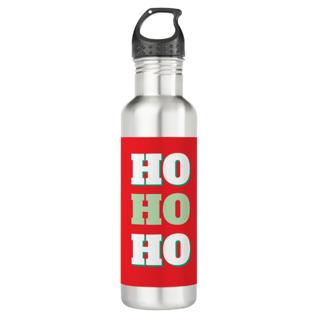 Frohe Weihnachten HoHoHo Party Minimalistisch Schl Edelstahlflasche (Vorderseite)