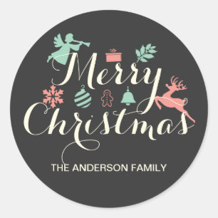 Frohe Weihnachten Holiday Aufkleber