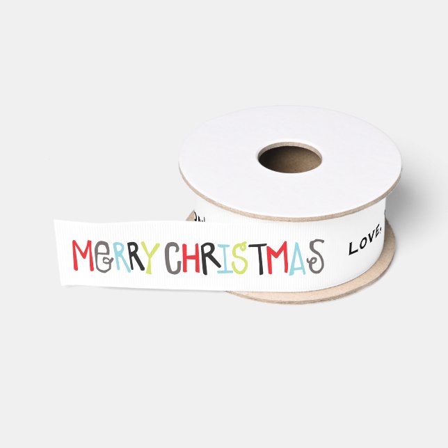 Frohe Weihnachten | Holiday Personalisiert Ribbon Ripsband (Spule)
