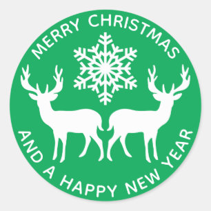 Frohe Weihnachten Holiday Snowflake Rentier Runder Aufkleber
