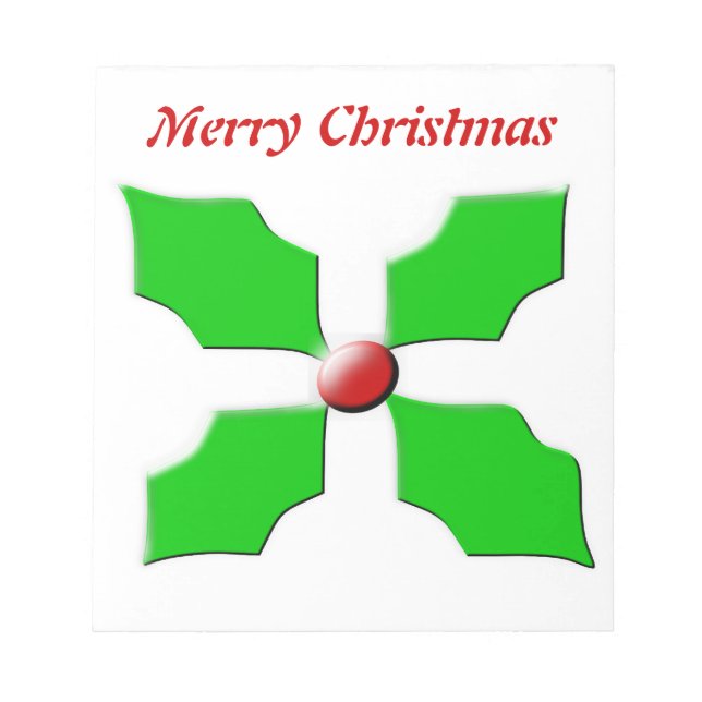Frohe Weihnachten Holly anpassbare Notepad Notizblock (Vorderseite)