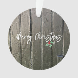 Frohe Weihnachten Holly Barn Door Family Foto Ornament