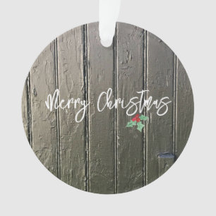 Frohe Weihnachten Holly Barn Door Family Foto Ornament