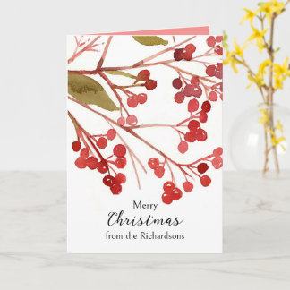 Frohe Weihnachten Holly-Beeren Natur Benutzerdefin Karte