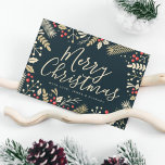 Frohe Weihnachten Holly & Berries Postkarte<br><div class="desc">Frohe Weihnachten Holly & Berries</div>
