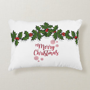 Frohe Weihnachten, Holly Berry Branches - Personal Zierkissen