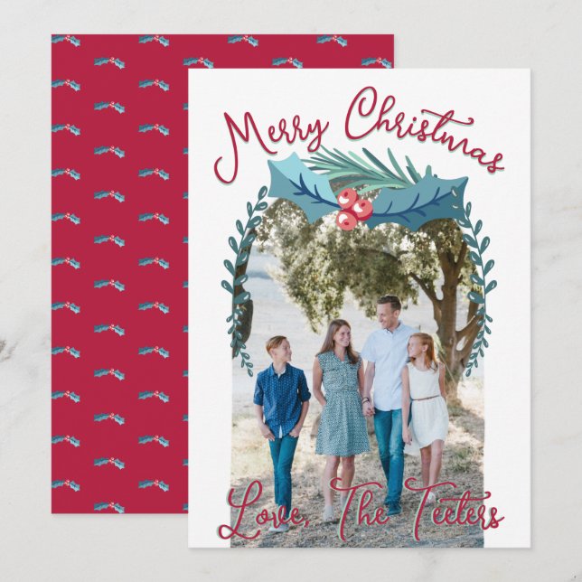 Frohe Weihnachten Holly Berry Custom Foto Arch (Vorne/Hinten)