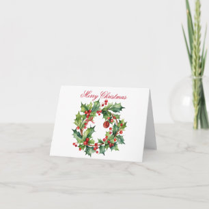 Frohe Weihnachten Holly Berry Wreath Karte