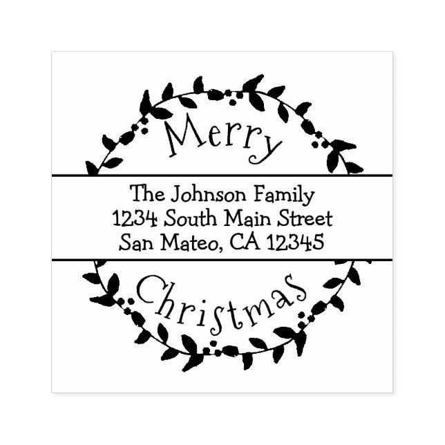 Frohe Weihnachten Holly Berry Wreath Rücksendeadre Gummistempel (Prägung)