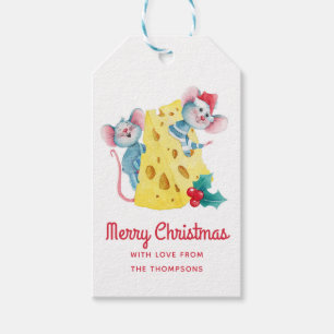 Frohe Weihnachten Holly Cheese Mäuse Personalisier Geschenkanhänger