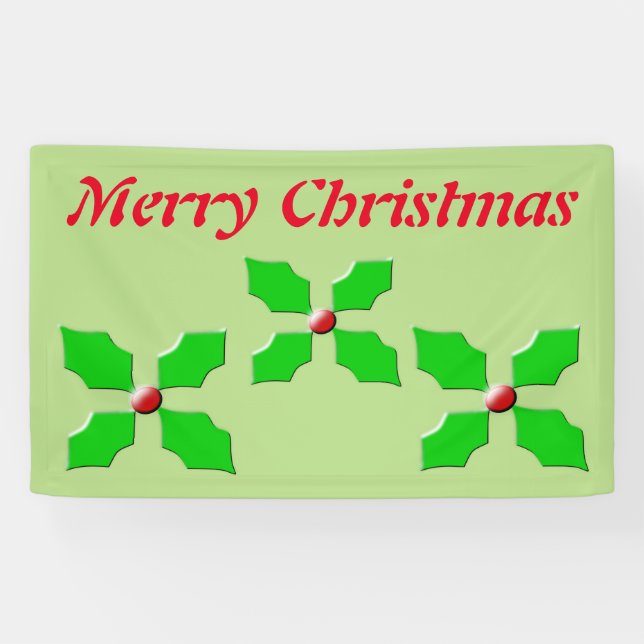 Frohe Weihnachten Holly Custom Banner (Horizontal)