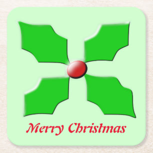 Frohe Weihnachten Holly Custom Paper Untersetzer