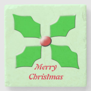 Frohe Weihnachten Holly Custom Stone Untersetzer