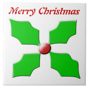 Frohe Weihnachten Holly individualisierbare Tile Fliese