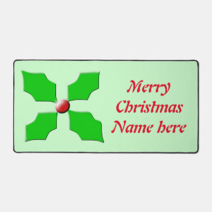Frohe Weihnachten Holly Individuelle Name Schreibtischunterlage