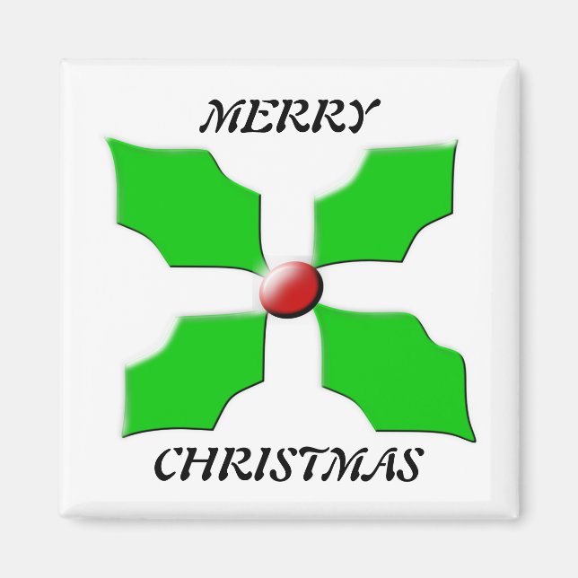 Frohe Weihnachten Holly Magnet (Vorne)