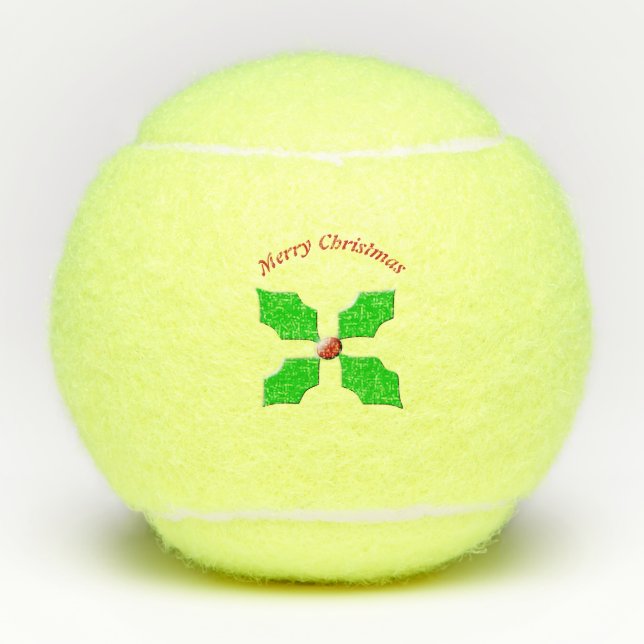 Frohe Weihnachten Holly Personalisiert Tennisbälle (Vorderseite)