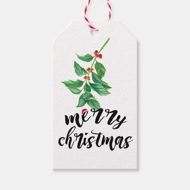 Frohe Weihnachten Holly | Personalisierte Weihnach Geschenkanhänger (Vorderseite)
