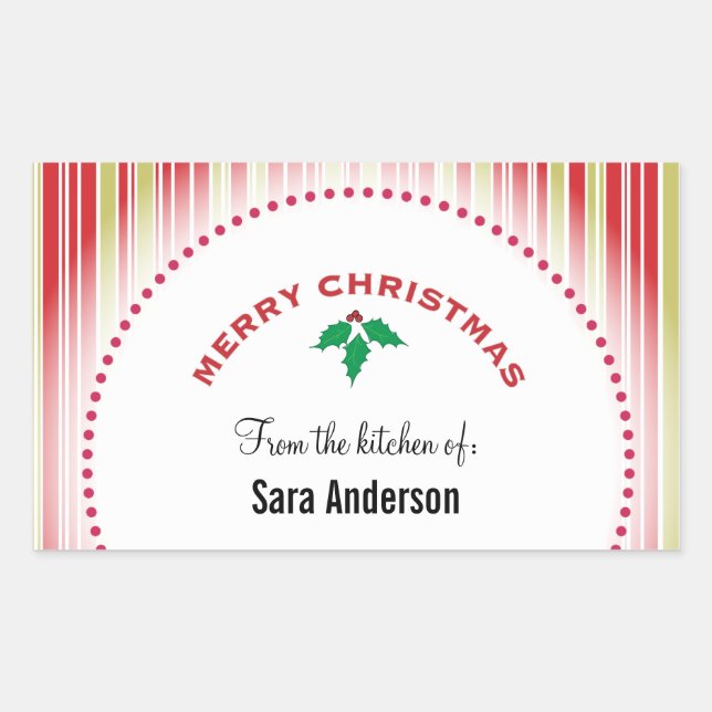 Frohe Weihnachten Holly, Personalisiertes Backen Rechteckiger Aufkleber (Vorderseite)
