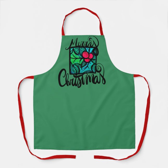 Frohe Weihnachten Holly Schürze (Vorderseite)