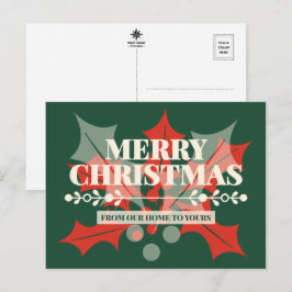 Frohe Weihnachten Holly Typografie Feiertags-Postk
