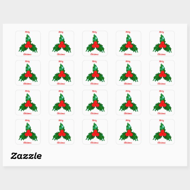 Frohe Weihnachten Holly White Stickers (Blatt)