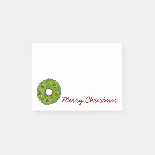 Frohe Weihnachten Holly Wreath Cookie Xmas Post-it Klebezettel (Vorderseite)