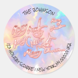 Frohe Weihnachten Holographic Pink UAWG Gilry Runder Aufkleber